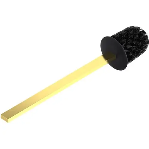 WC-Bürste mit einem schwarzen Bürstenkopf und einem goldenen Griff. Produkt von Ideal Standard. Eignet sich für die Reinigung von Toiletten.